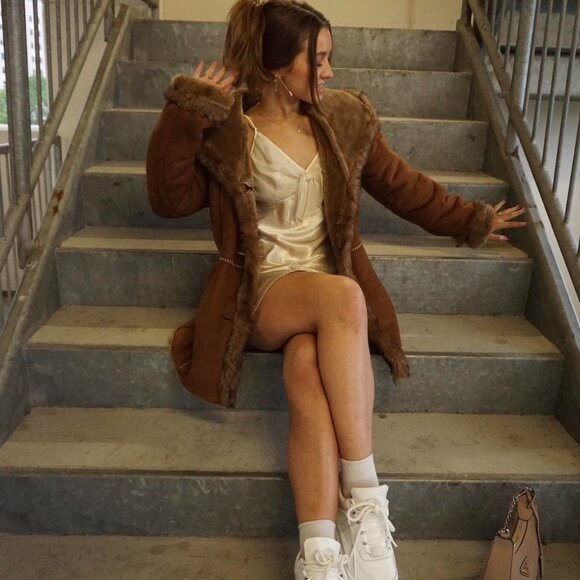 Vintage brown fur trim coat🧸🦪✨ - Picture 7 of 8